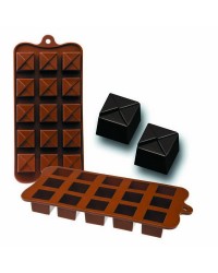 Caja de 6 uds de Molde Bombon Silicona Chocolate Geo,  11X21X2,5 Cm Ibili 860306