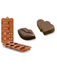 Caja de 6 uds de Molde Bombon Silicona Chocolate San Valentin,  11X21X2,5 Cm Ibili 860311
