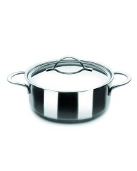 Cacerola Con Tapa Acero Inoxidable Noah 22 Cm, Fondo Capsulado, Valida Para Todas Las Cocinas Ibili 605022